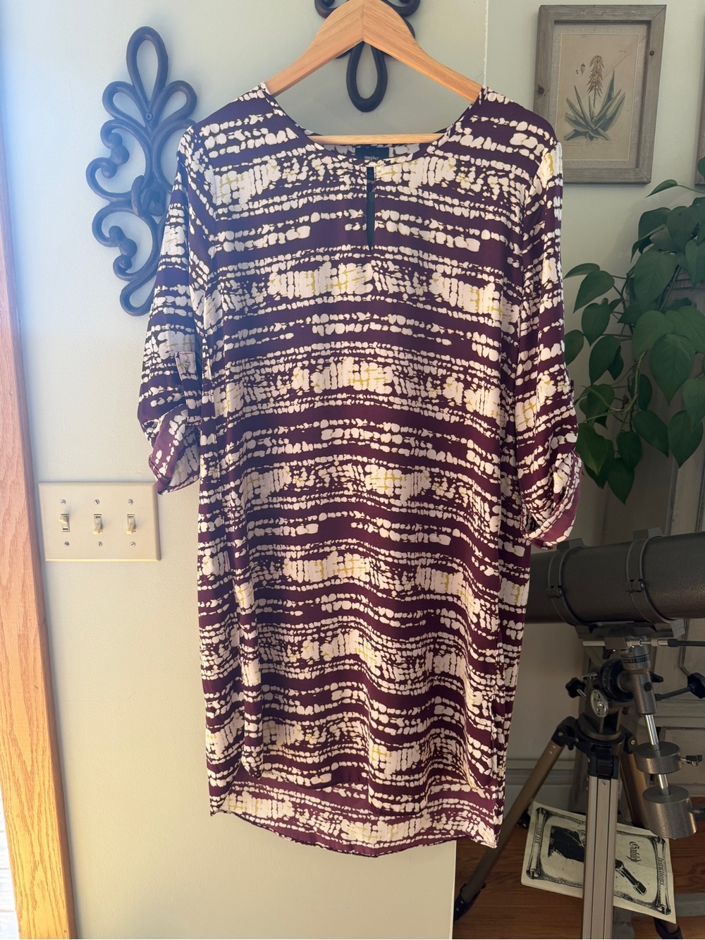Massimo Maroon & Cream Patterned Shift Dress